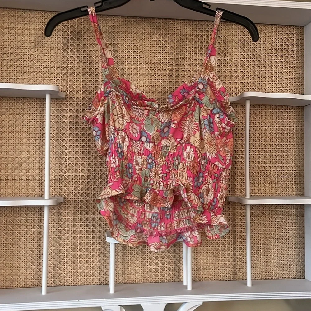 Sienna Sky Pink floral Ruffled Bustier Camisole tank top - Picture 5 of 9